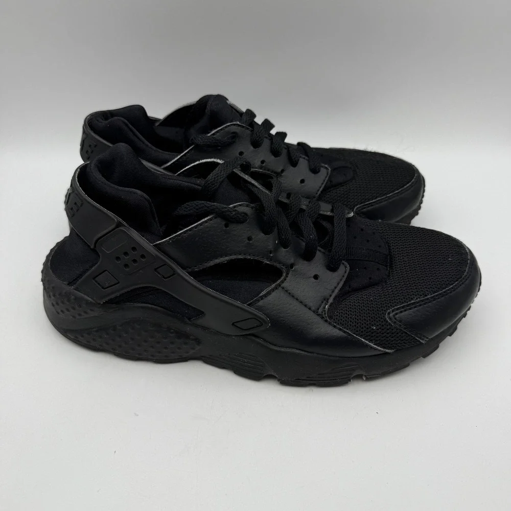Nike Huarache‎ Run Sneakers All Black Athletic Shoes Youth Size 6.5Y